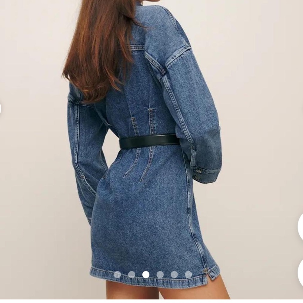 NWT Size 4 Reformation Roxanna Cinch Waist Denim Mini Dress - Picture 5 of 15